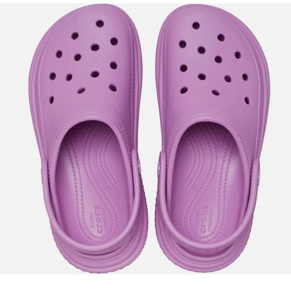 NWT Crocs Stomp 209347-6WQ Sandals Purple Slip On Platform Shoes GBO2626 M9 W 11 - Picture 6 of 11